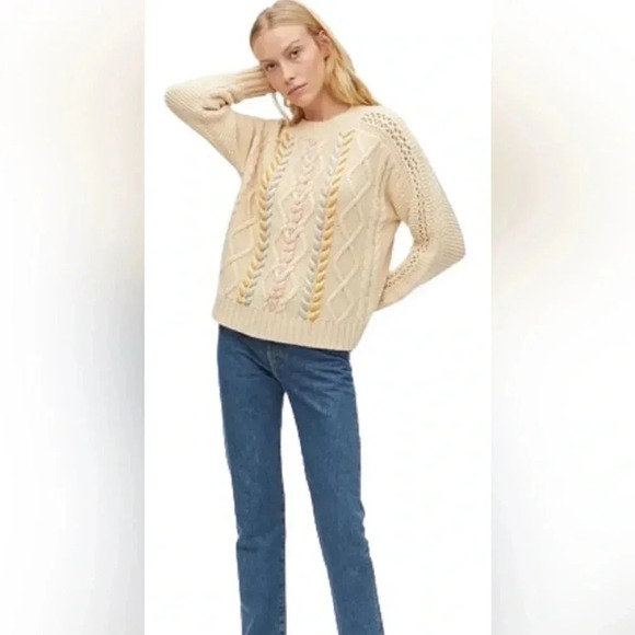 NWT Michael Stars Grace Pullover Sweater Chalk Combo Size XS - Picture 2 of 8